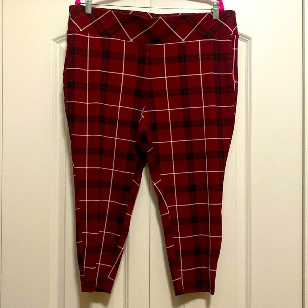 Torrid Plaid Knit Pants Womens 2R Pull On Stretch Crop Leggings Warm office